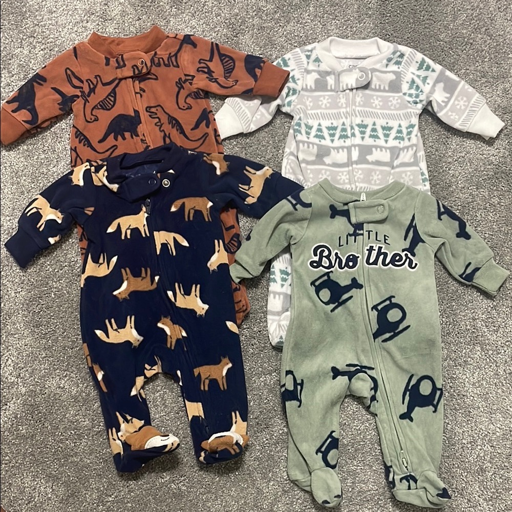 Preemie Carter's Baby Boy Fleece Pajamas